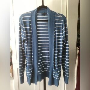 Pink Clover Blue and White Striped Cardigan, size Medium